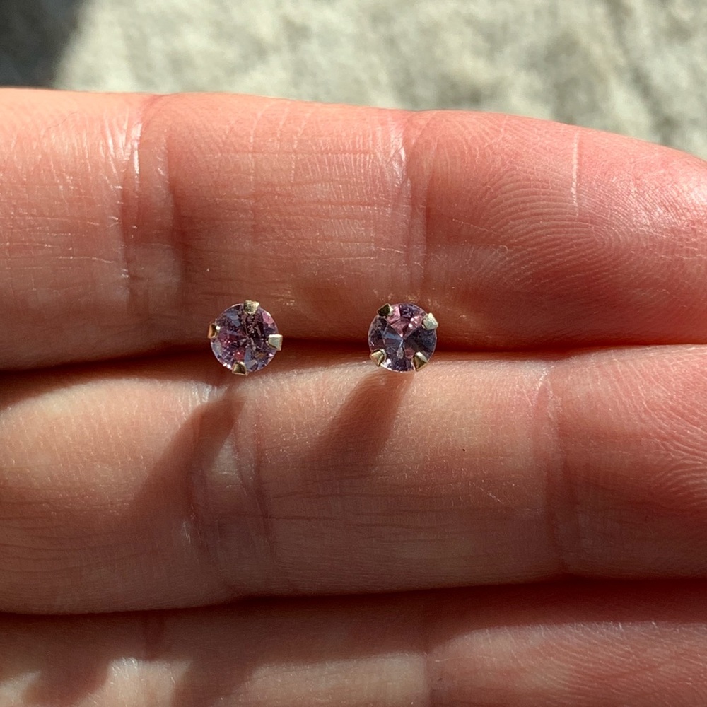 Pink Sapphire Gold Studs